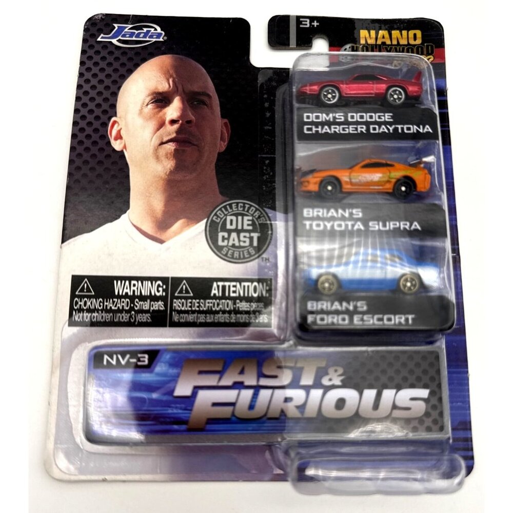FAST & FURIOUS 3 PC SET "NANO HOLLYWOOD RIDES" DIECAST MODEL CARS JADA Series 1
